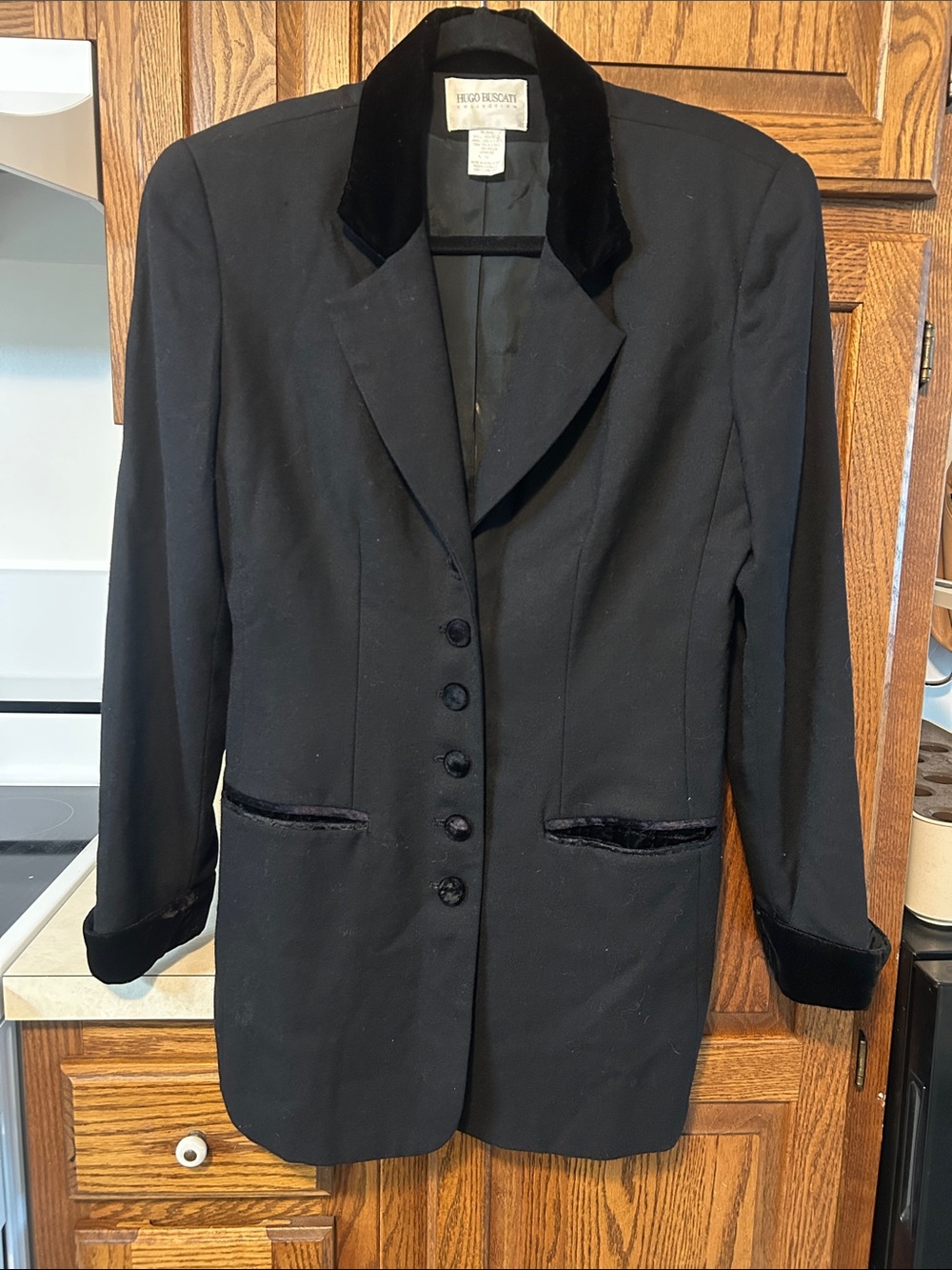 Hugo Buscati Black Blazer with Velvet Trim